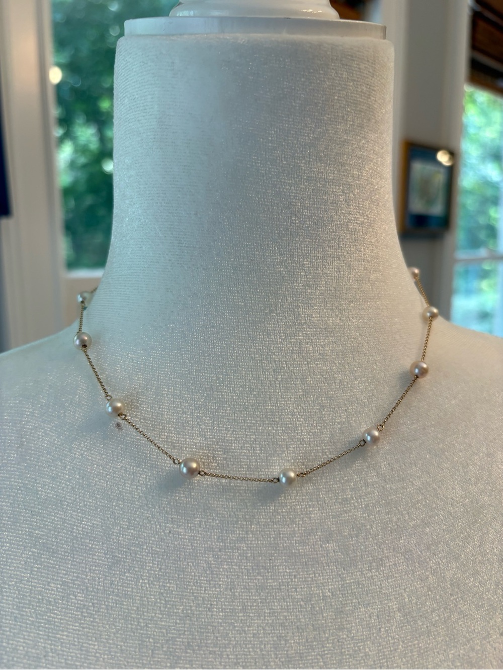 Lindsey Leigh Jewelry 14k Pearls by the Yard Necklace - Gold with White Pearls